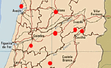 Central Portugal Pousadas map